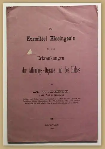 Orig. Prospekt Die Kurmittel Kissingen's bei Erkrankungen 1879 Bayern Medizin sf