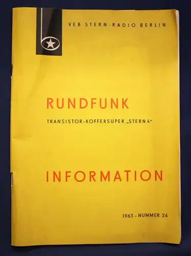 Orig. Prospekt "Rundfunk Transistor - Koffersuper Stern 4" 1963 Technik sf