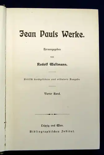 Wustmann Jean Pauls Werke 4 Bde. komplett um 1900 dekorativ Literatur js