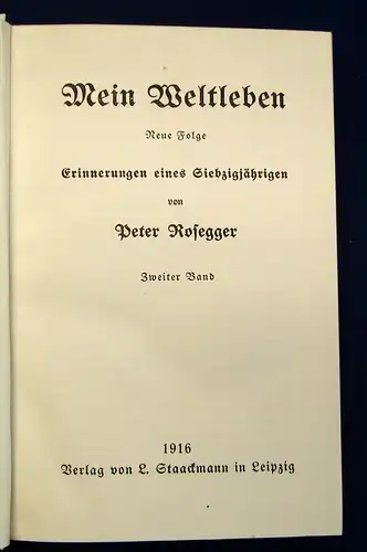 Rosegger Peter 7 Bde. selten in Halbpergament Mischauflage 1913/1915/1916 js