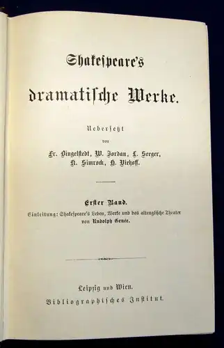 Jordan Shakespeare`s dramatische Werke 9 Bde. komplett um 1890 Klassiker js