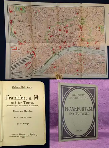 Richter Franfurt a. M. 1913 Guide Reiseführer Führer Ortskunde  Landeskunde mb