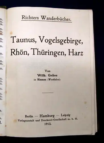 Richter Taunus Vogelsgebirge u.a. 1913 Guide Reiseführer Wanderbuch Führer mb