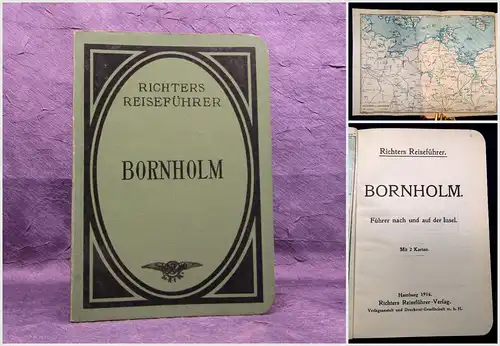 Richter Bornholm Führer nach und auf der Insel 1914 Reiseführer Guide mb