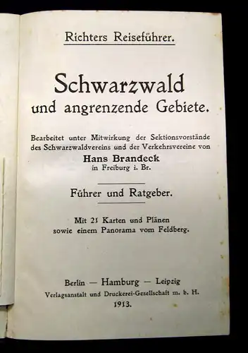 Richter Schwarzwald und angrenzende Gebiete 1913 Reiseführer Guide Führer mb