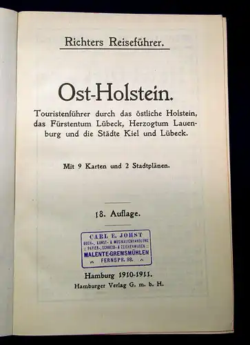 Richter Ostholstein und die Städte Kiel und Lübeck 1910/11 Reiseführer Guide mb