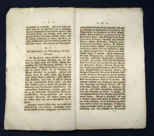 Martiny Die Influenza oder Grippe eine contagiös-epidemische Krankheit 1835 js