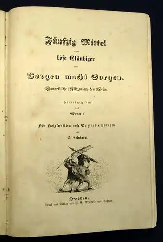 Nikanor(Lubojatzky) Fünfzig Mittel gegen böse Gläubiger um 1849 Karikatur js