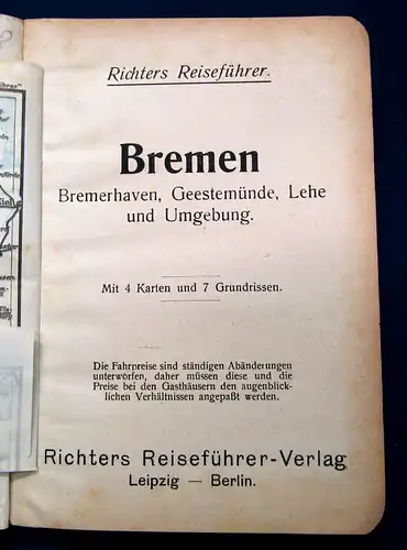 Richter Bremen und Umgebung o.J. um 1915 Reiseführer Guide Führer Ortskunde mb