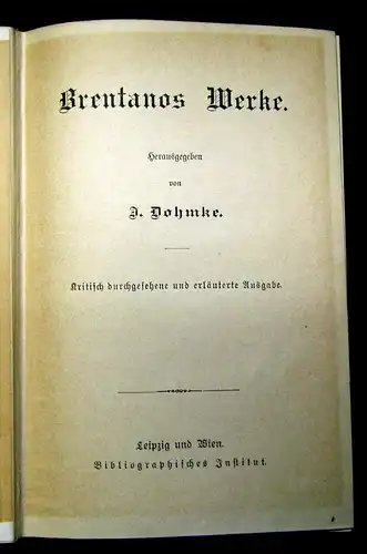 Dohmke Brentanos Werke um 1890 Belletristik Lyrik Literatur Klassiker js