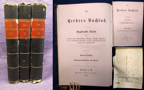 Düntzer aus Herders Nachlaß. 3 Bde. komplett Ungedruckte Briefe 1856/57 js