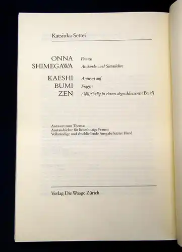 Settei Onna Shimegawa Frauen Anstands-und Sittenlehre 1988 jap. Blockbuch mb