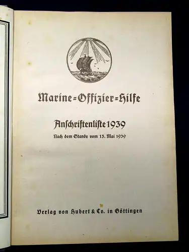 Marine-Offizier-Hilfe Anschriftenliste 1939 Geschichte Gesellschaft Marine mb