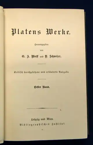 Platens Werke 2 Bd. komplett 1895 Klassiker dekorativ Belletristik js