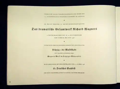 Stadt Leipzig feiert den 125. Geburtstag von Richard Wagner 1938 Geschichte mb