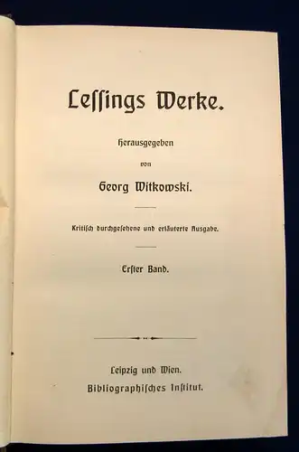 Witkowski Lessings Werke um 1895 Klassiker dekorativer Belletristik js