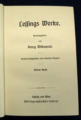 Witkowski Lessings Werke um 1895 Klassiker dekorativer Belletristik js