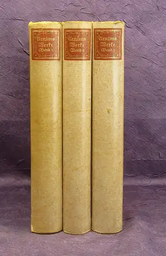 Steig Achim von Arnims Werke 3 Bde. Insel Verlag 1911 Literatur js