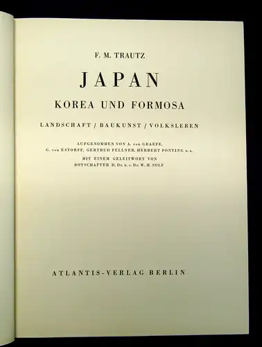 Trautz Japan Korea Formosa Baukunst Landschaft Volksleben 1930 Orbis Terrarum mb