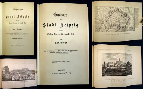 Große Geschichte der Stadt Leipzig 2 Bücher in 3 Bänden 1898 Bildband  js