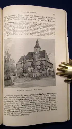 Sächsisches Verkehrsbuch 1906 Ortskunde Ansichten 5 Karten zahlr. Illustr. js