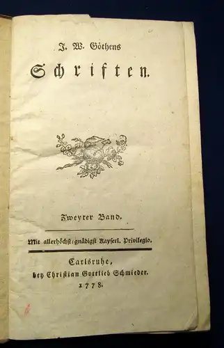 F. W. Göthens Schriften 2. Bd. deutsche Literatur Belletristik selten js