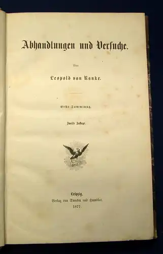 Ranke Abhandlungen und Versuche Erste Sammlung 1877 Geschichte Militär js