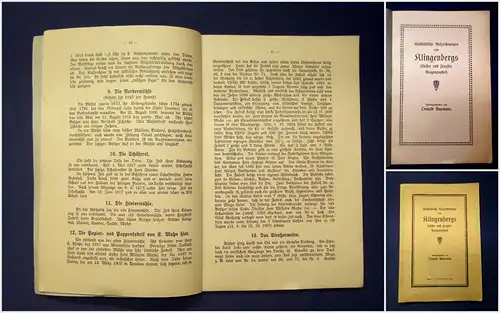 Naumann Geschichtliche Aufzeichnungen a Klingenbergs Vergangenheit 1925 selten m