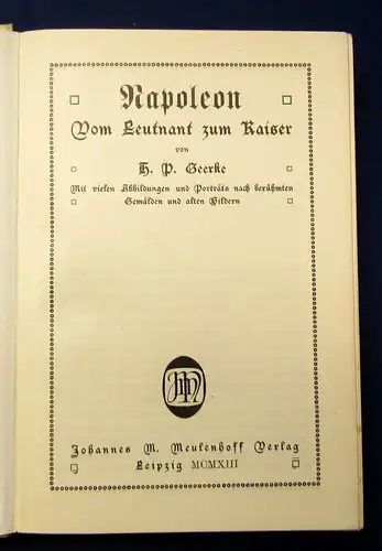 Geerke Napoleon Vom Leutnant zum Kaiser 1913 Zeitgeschichte Politik Krieg js