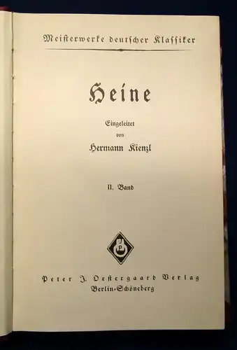 Kienzl Meisterwerke deutscher Klassiker Heine 2 Bde. komplett um 1900 js