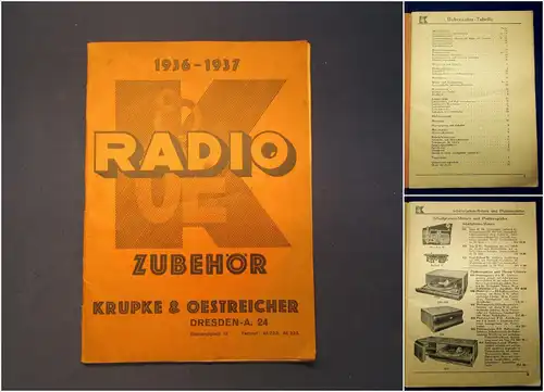 Krupke & Oestreicher Katalog, Werbung Radio Zubehör 1936-1937 Technik Siemens mb