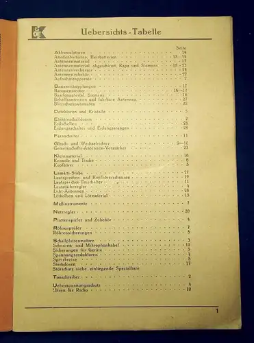 Krupke & Oestreicher Katalog, Werbung Radio Zubehör 1936-1937 Technik Siemens mb