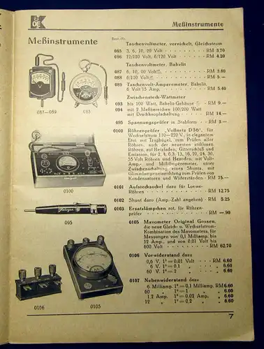 Krupke & Oestreicher Katalog, Werbung Radio Zubehör 1936-1937 Technik Siemens mb