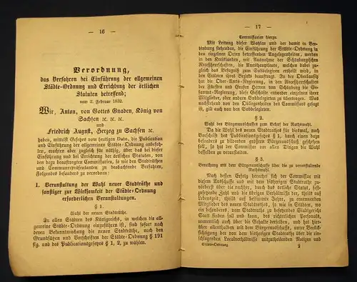 Allgemeine Städte-Ordnung für das Königreichs Sachsen 1832, 1870 selten js