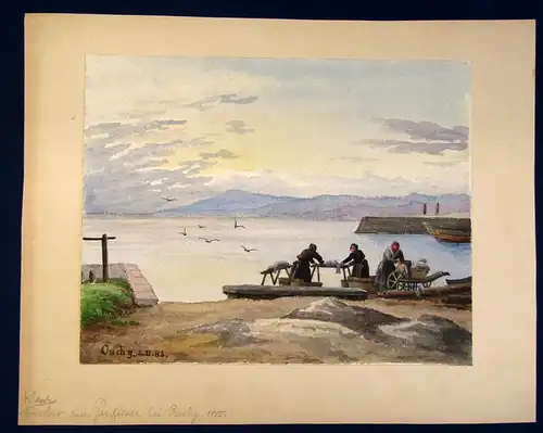 Egon Graf von Holtzendorff Aquarell 1885 Ouchy am Genfersee Schweiz Unikat js