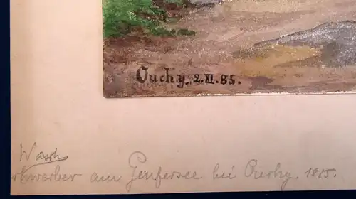 Egon Graf von Holtzendorff Aquarell 1885 Ouchy am Genfersee Schweiz Unikat js