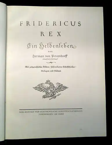 Petersdorff Fridericus Rex Ein Heldenleben um 1900 Bibliophilie Geschichte mb