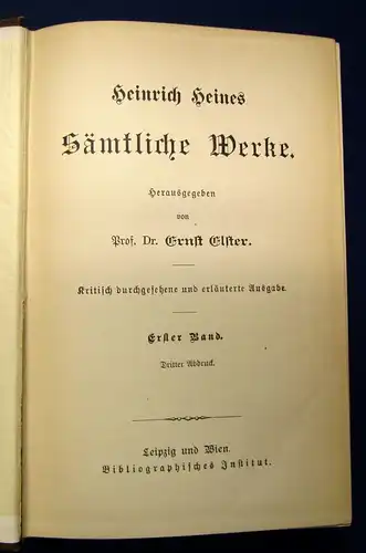 Elster Heinrich Heines Sämtliche Werke 1-7 komplett Klassiker  um 1900 js