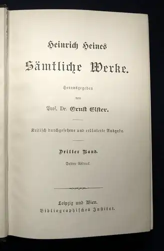 Elster Heinrich Heines Sämtliche Werke 1-7 komplett Klassiker  um 1900 js