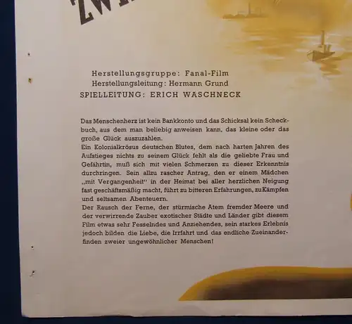 Or. Filmplakat "Zwischen Hamburg und Haiti" Offsetdruck signiert Ewer 1930 j