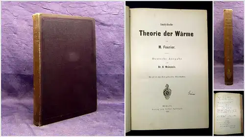 Fourier Weinstein Analytische Theorie der Wärme 1884 Deutsche EA Thermik mb