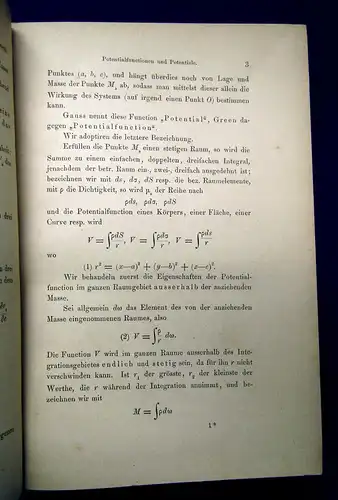 Betti Meyer Lehrbuch d Potentialtheorie u ihrer Anwendungen 1885 dt. EA selten m