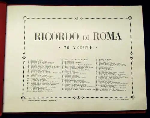 Ricordo Di Roma 70 Vedute o.J. um 1920 Ansichten von Rom Landeskunde mb