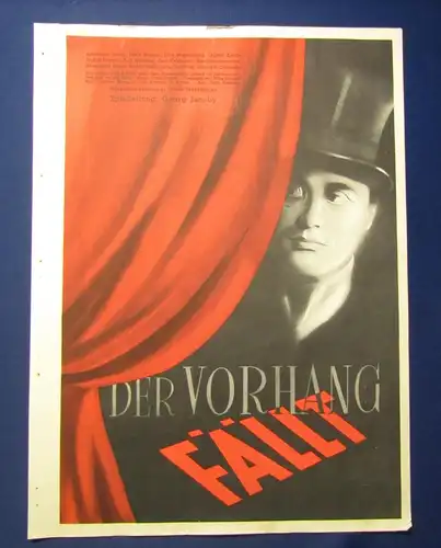 Or. Filmplakat " Der Vorhang fällt " Offsetdruck 1930er Jahre Georg Jacobi js