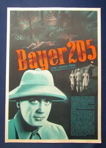 Or. Filmplakat " Bayer 205 " Offsetdruck 1930er Jahre Carl Ludwig Diehl js