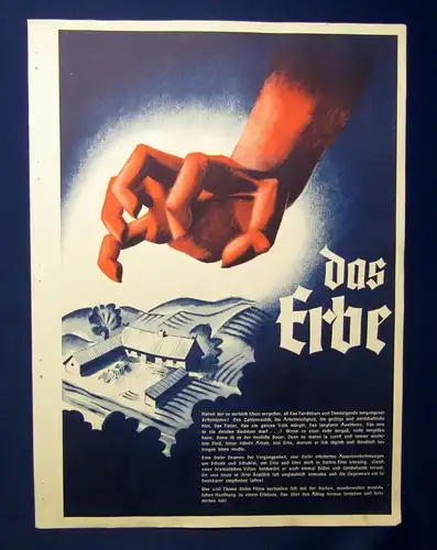 Or. Filmplakat " Das Erbe " Offsetdruck, Offsetlithographie 1930er Jahre js