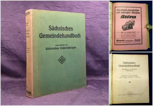 Naumann Köhler Sächsisches Gemeindehandbuch Auskunftsbuch 1925 Ortskunde mb