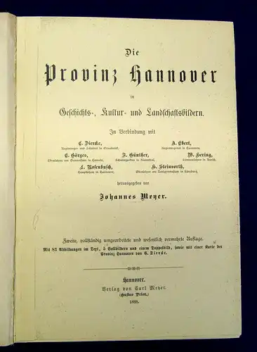 Meyer Die Provinz Hannover Geschichts-,Kultur- u Landschaftsbilder 1888 mb