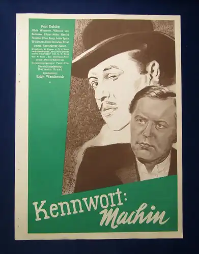 Or. Filmplakat "Kennwort Machin" Offsetdruck Paul Dahlke, Waschneck 1930 j