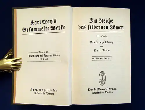 Karl May's Gesammelte Werke Bd. 26-29  "Im Reiche des silbernen Löwen" um 1930 m